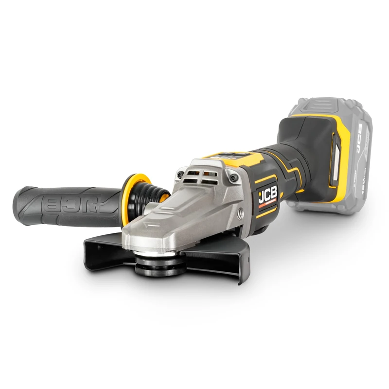JCB Pro 18V Flat Head Angle Grinder 5” / 125mm – Brushless Motor, Digital Speed Control, Paddle Switch & Anti-Vibration Handle – Bare Tool - 3 Year Warranty