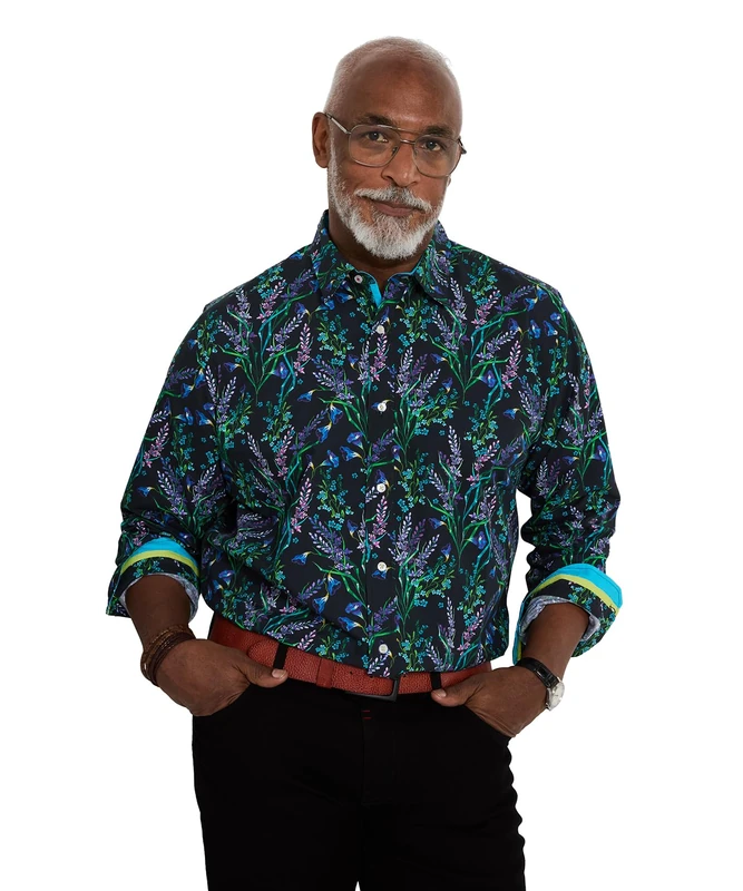 Joe Browns Men's Bold Wildflower Print Shirt, Regular, Black, UK S