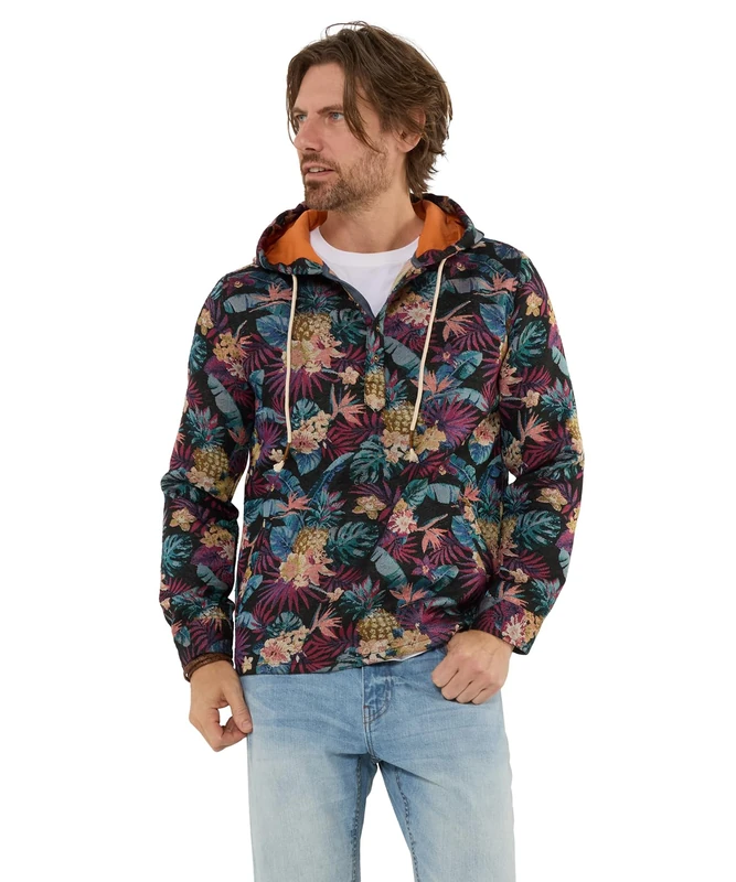 Joe Browns Men's Tropical Print Jacquard Hoodie, Regular, Multi, UK L