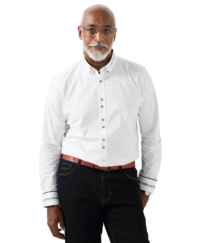 Joe Browns Men's Button Down Collar Smart Shirt, Regular, White, UK XXL - Image 1