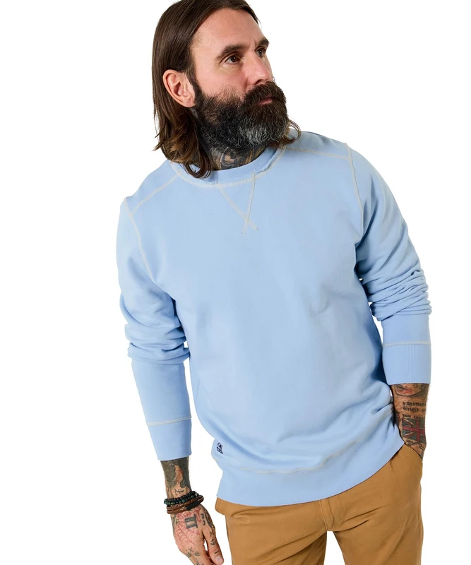 Joe Browns Men's Raw Edge Crew Neck Top, Regular, Blue, UK XL - Image 1