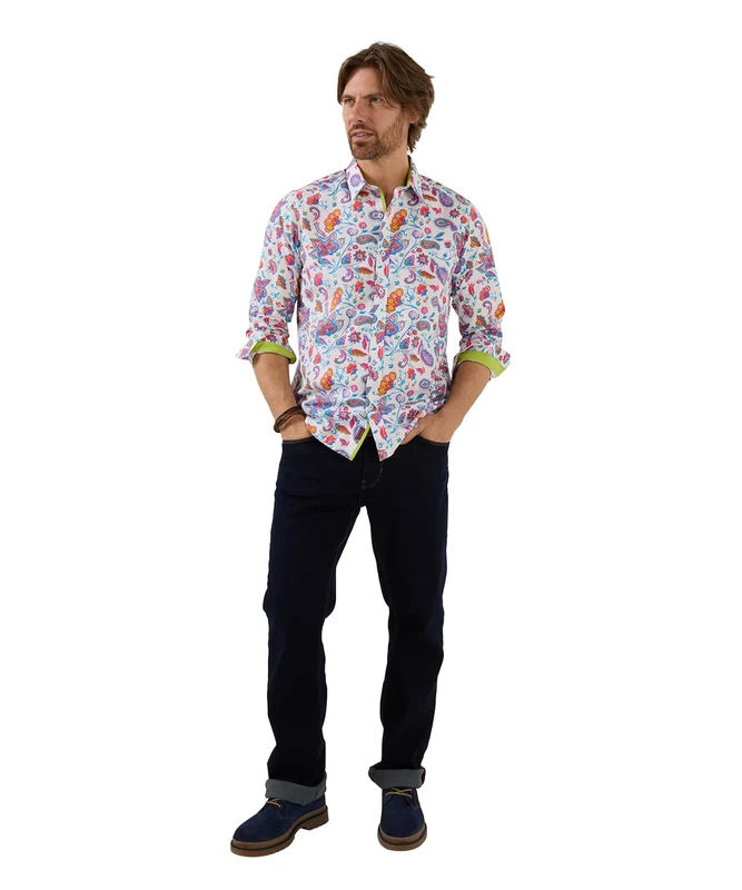 Joe Browns Men's Bold Paisley Print Long Sleeve Shirt, Regular, Multi, UK XXL