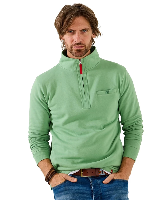 Joe Browns Men's Casual Zip Up Neck Funnel, Regular, Green, UK L