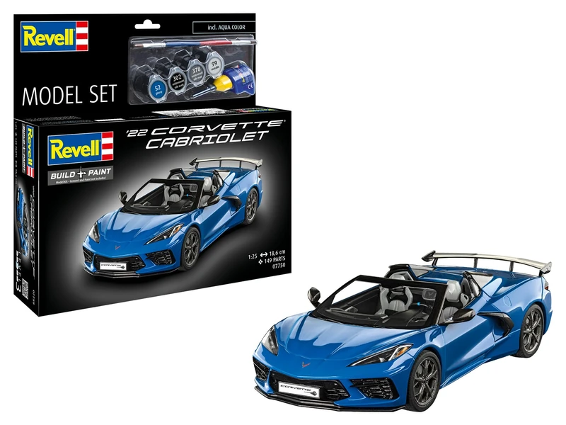 Revell 67750 Model Set Corvette C8 Cabriolet 1:25 Scale Unbuilt/Unpainted Plastic Model Kit with Accessories