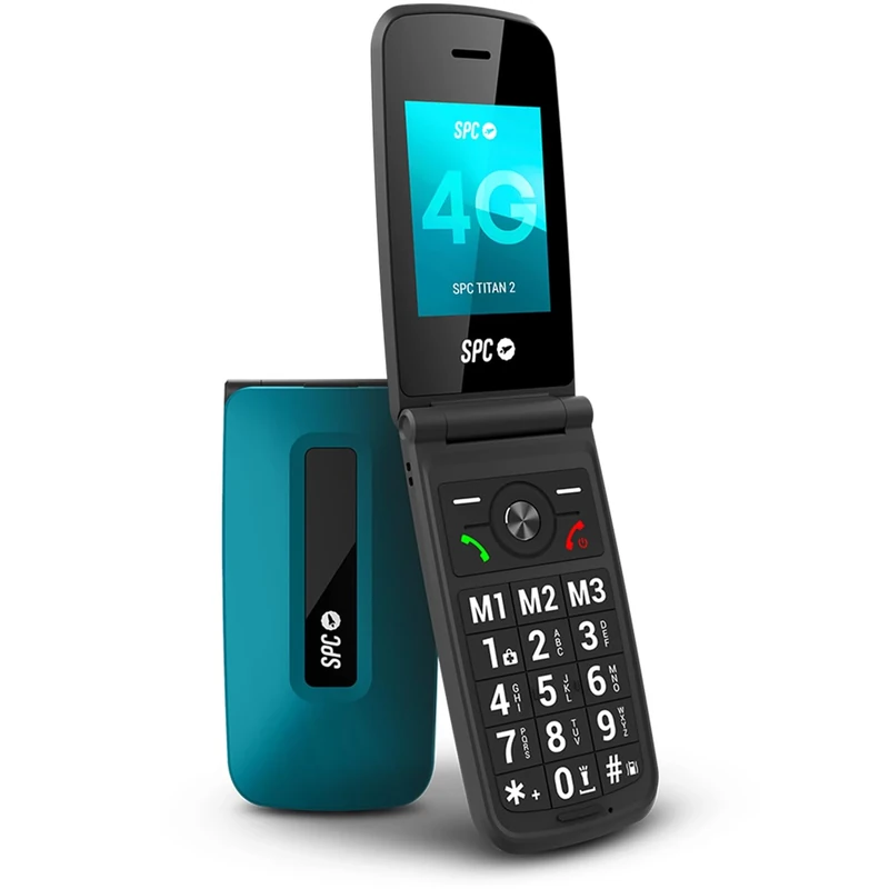 SPC Titan 2 – Flip mobile phone for seniors with 4G, large buttons, a loud 105dB ringer, and 2.4” screen | Easy to use and configure remotely | 3 quick dials | Battery life up to 7 days - Blue
