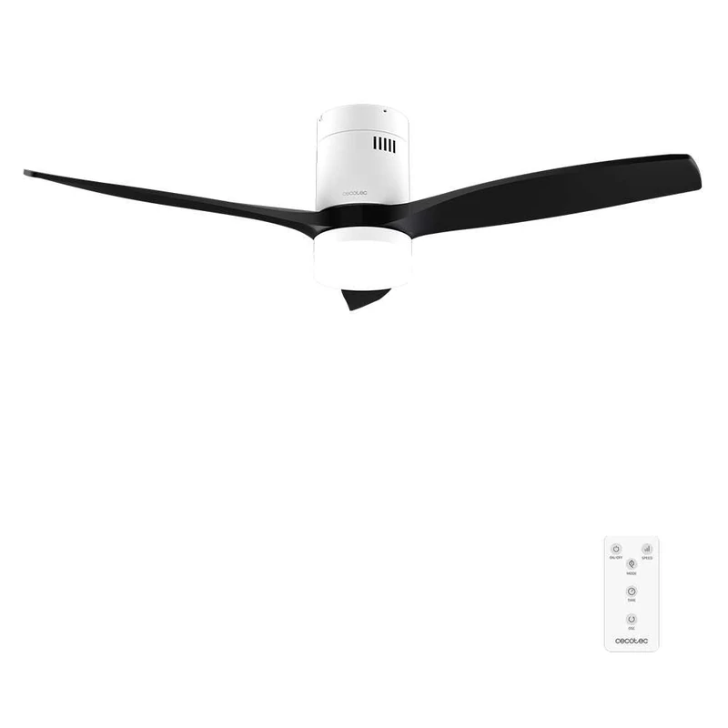 Cecotec EnergySilence Aero 5600 Classic White & Black Ceiling Fan with Light and Remote Control 52 Inches - 40W DC Motor, 3 Blades, LED Light, Timer, 6 Speeds, Winter/Summer Mode