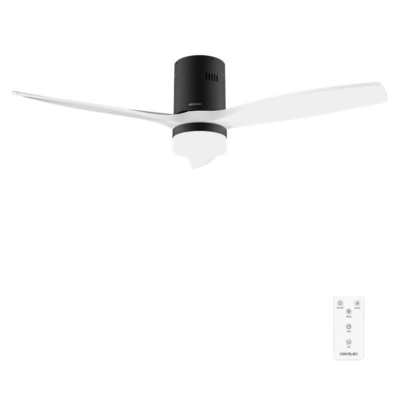 Cecotec EnergySilence Aero 5600 Classic Black&White Ceiling Fan with Light and Remote Control, 52 Inches DC Motor, 3 Blades, LED Light, Timer, 6 Speeds, Winter/Summer Mode
