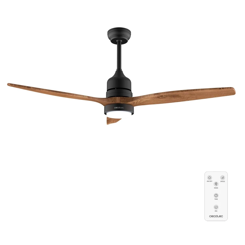 Cecotec EnergySilence Aero 5230 Darkwood Ceiling Fan with Light and Remote Control, 52 Inches, DC Motor 40W, 3 Blades, LED Light, Adjustable Height, Timer, 6 Speeds, Winter/Summer Mode