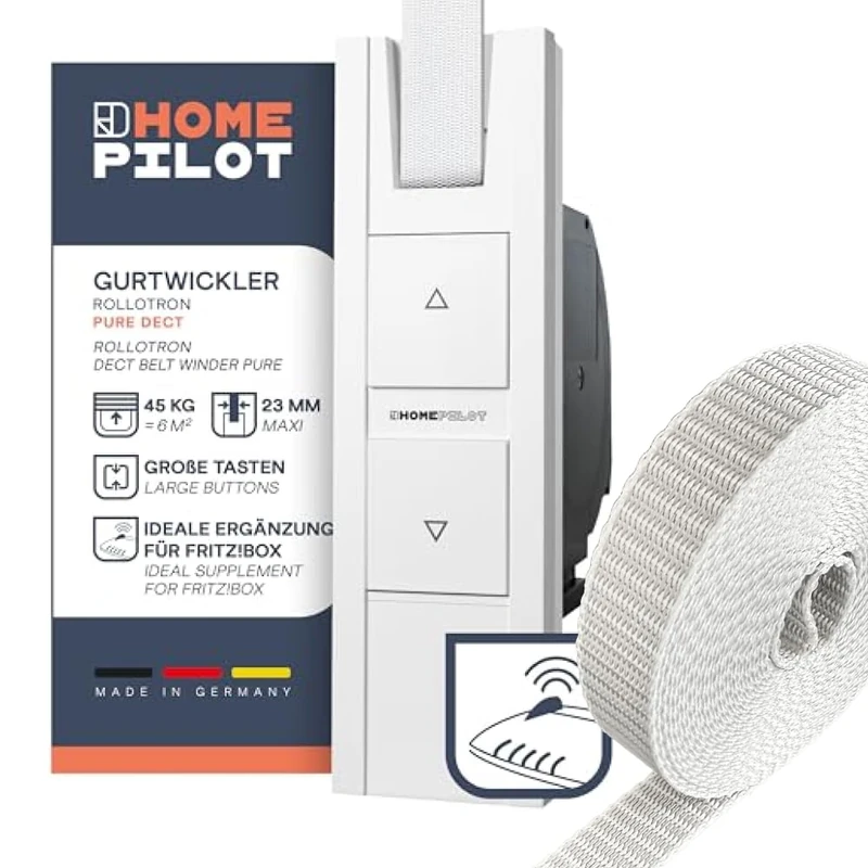 Home Pilot RolloTron Pure DECT Electric Belt Winder + Webbing 23 mm Wide 6 m Long - Image 1