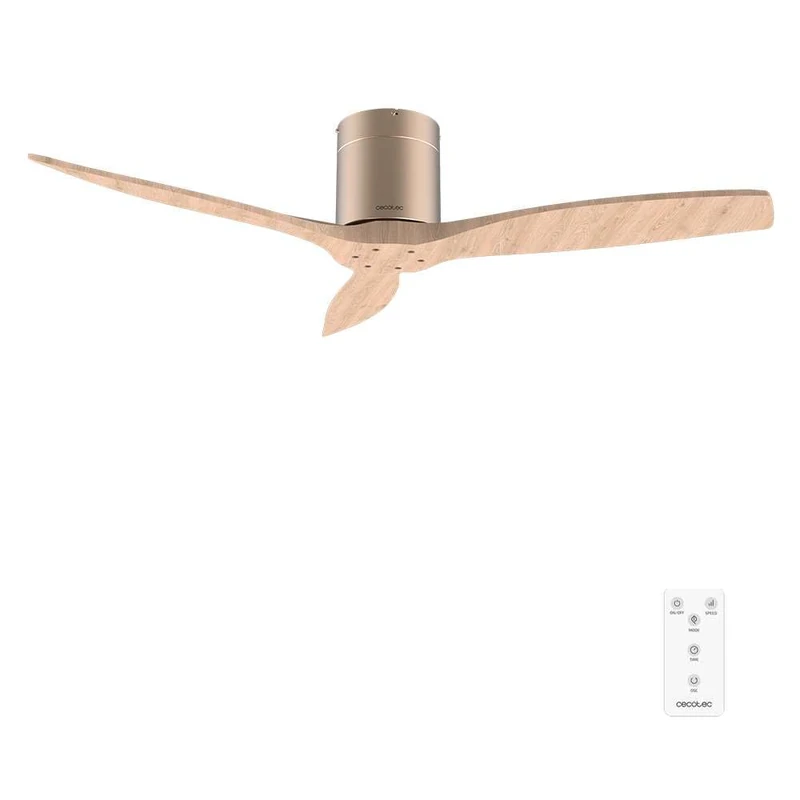 Cecotec EnergySilence Aero 5400 Classic Gold&LightWood Ceiling Fan with Remote Control, 52 Inches DC Motor, 3 Blades, 6 Speeds, Timer up to 8h, Winter/Summer Mode