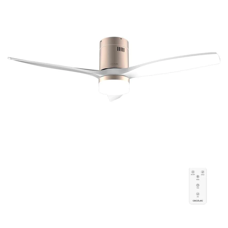 Cecotec EnergySilence Aero 5600 Classic Gold&White Ceiling Fan with Light and Remote Control 52 Inch DC Motor 40 W, 3 Blades, LED Light, Timer, 6 Speeds, Winter/Summer Mode