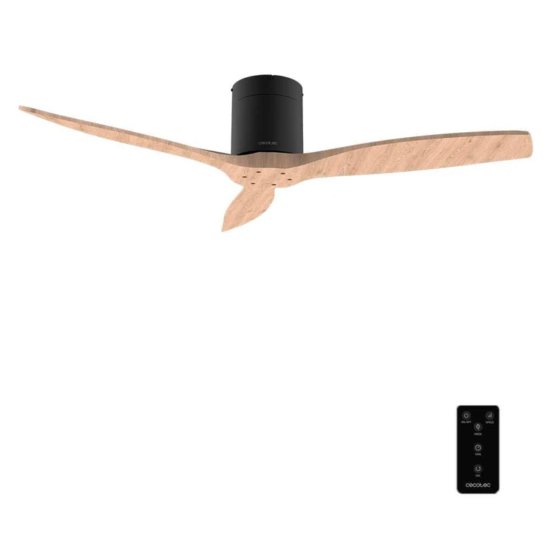 Cecotec EnergySilence Aero 5400 Classic Black&LightWood Ceiling Fan with Remote Control, 52 Inches DC Motor, 3 Blades, 6 Speeds, Timer up to 8h, Winter/Summer Mode