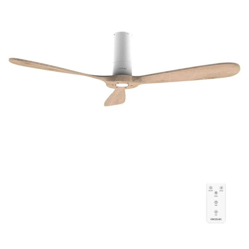 Cecotec EnergySilence 5400 Classic White & LightWood Ceiling Fan with Remote Control 52 Inches DC Motor 40 W, 3 Blades, 6 Speeds, Timer up to 8 h, Winter/Summer Mode