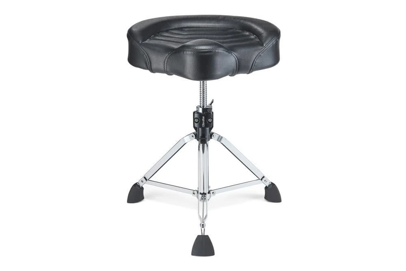 Gibraltar drum throne, 9800 Series - 9808SS-BK - 17" saddle seat Memory Foam Cushion vinyl black/black - Double-braced - Non-slip rubber feet - Height adjustment screw spindle