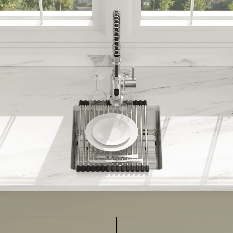 15 Inch Undermount Kitchen Sink - Beslend ADA 6 Inch Depth 15x15 Undermount Sinks Stainless Steel 16 Gauge Mobility Friendly Sink for Wheelchair Accessible & Accessible Design Kitchen
