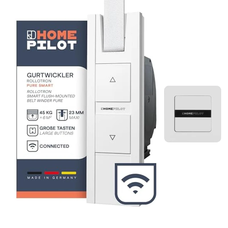 Home Pilot RolloTron Pure Smart Smart Cable Reel + Smart Wall Button for Electric Winder Remote Control