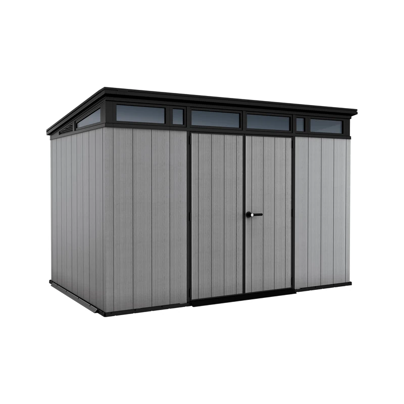 Keter Artisan 2.0 11x7ft Outdoor Garden Shed - Grey | Heavy‑Duty Double‑Wall Resin Shed with Steel Reinforcement | Weatherproof & Secure | Wide Double Doors, Floor Panel & Ventilation