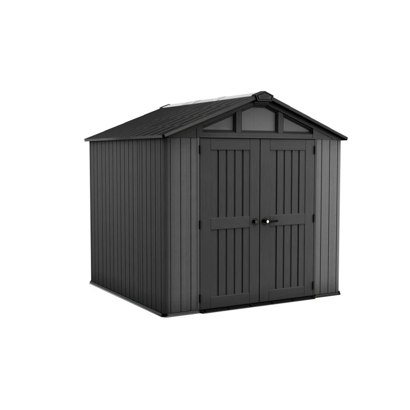 Keter Stronghold 8x8ft Outdoor Garden Shed - Grey | Heavy‑Duty Resin Storage Shed with Double‑Wall Construction | Wide Double Doors, Spacious 6 m² Interior & Low‑Maintenance Design