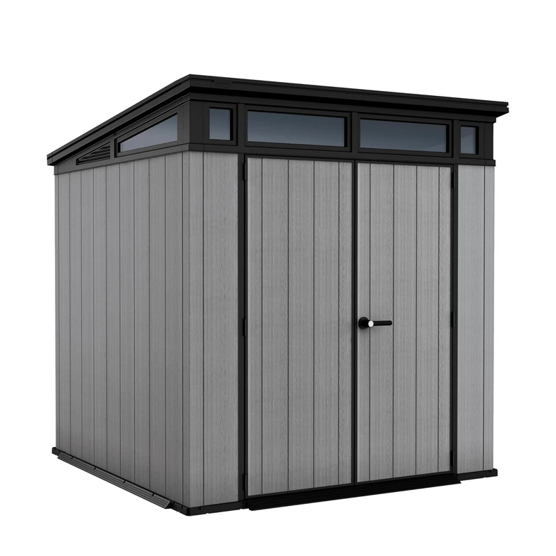 Keter Artisan 2.0 Evotech 7x7ft Outdoor Garden Shed - Grey | Heavy‑Duty Double‑Wall Resin Storage Shed with Steel Reinforcement | Weatherproof & Secure | Wide Double Doors, Floor Panel & Ventilation