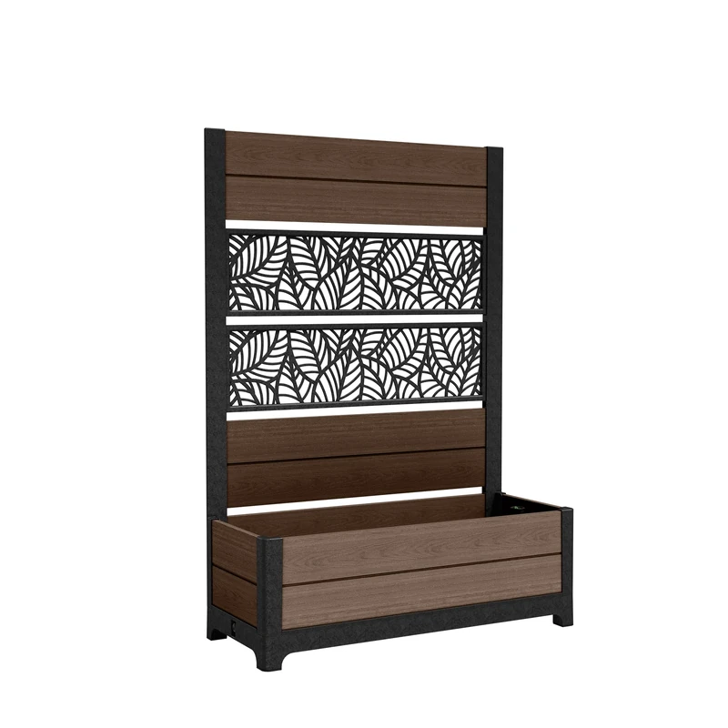Keter Darwin Tulip Leaf Screen Planter - Brown | Decorative Privacy Screen with Integrated Planter Base | Customisable Net & Full‑Screen Panels | Outdoor Divider for Gardens, Patios & Balconies