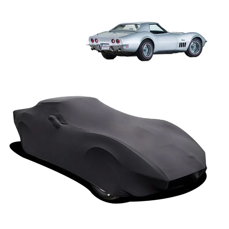 Indoor Car Cover Custom Fit for Corvette C3 1968-1982 Luxurious Soft Stretch Satin Car Cover Breathable Dust-Proof for Underground Garage, Car Show