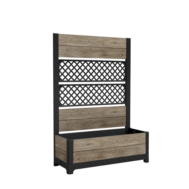 Keter Signature Collection Tulip Screen Planter - Ashwood | Decorative Privacy Screen with Integrated Planter Base | Customisable Net & Full‑Screen Panels for Gardens, Patios & Balconies