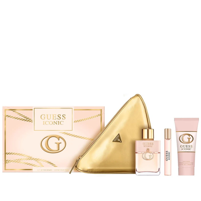 Guess Iconic Gift Set: Eau de Parfum 100ml, Travel Spray 15ml, Body Lotion 100ml, Pouch