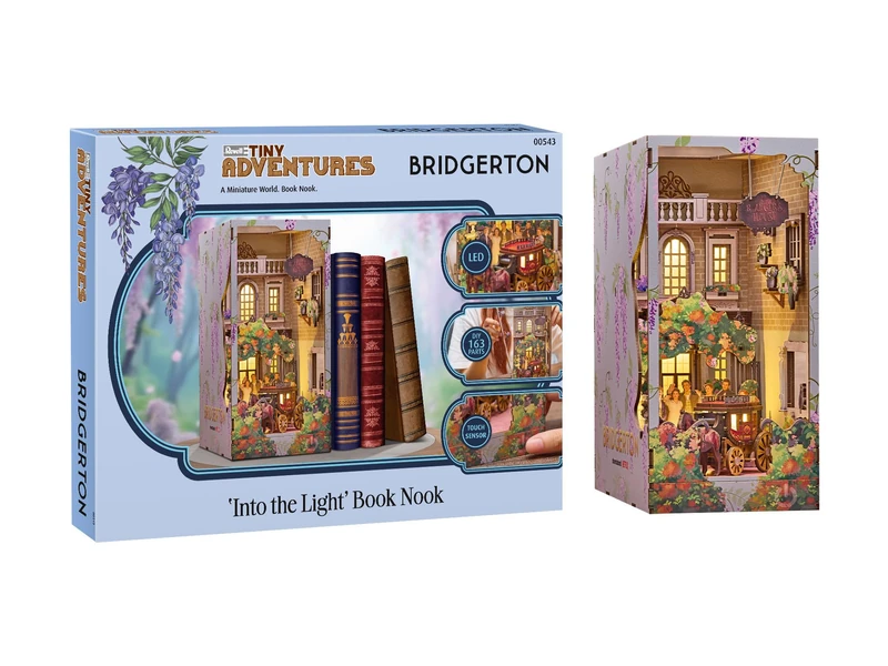 Revell Tiny Adventures Tiny Adventures - Bridgerton Into the Light Book Nook - With LED Lighting, 3D Miniature DIY Wooden Craft