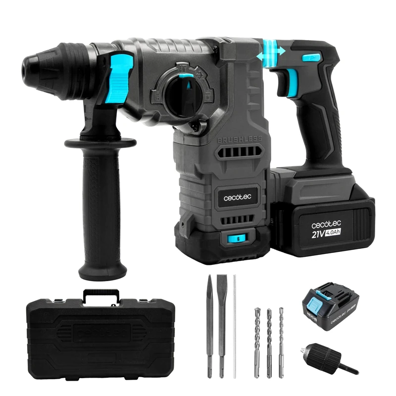 Cecotec SDS Plus Colossus 8000 ShockAbsorber Killer. 3J Impact, NEX21 Battery, Brushless Motor, Shock Absorber, Adjustable Speed, Adapter Bits, Case, Bits and Chisels