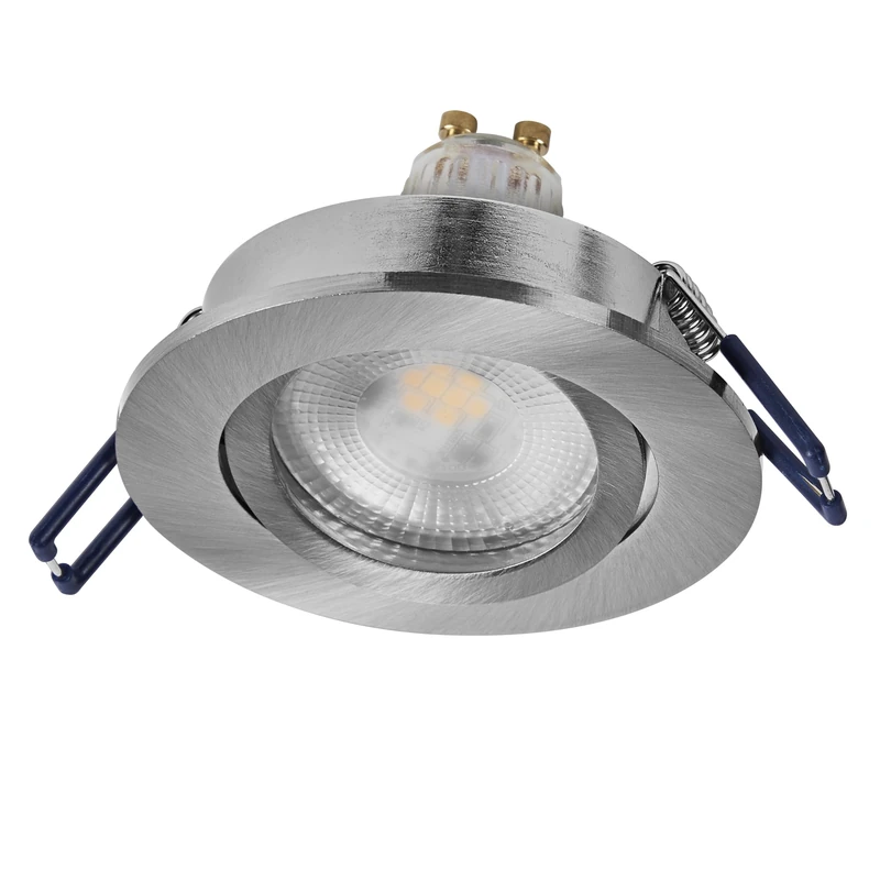 LED Recessed Spotlight DIM 6W 827 Satin Nickel 85 mm, 500lm 2700K Warm White, CRI ≥80, Dimmable Aluminium, Pack of 3