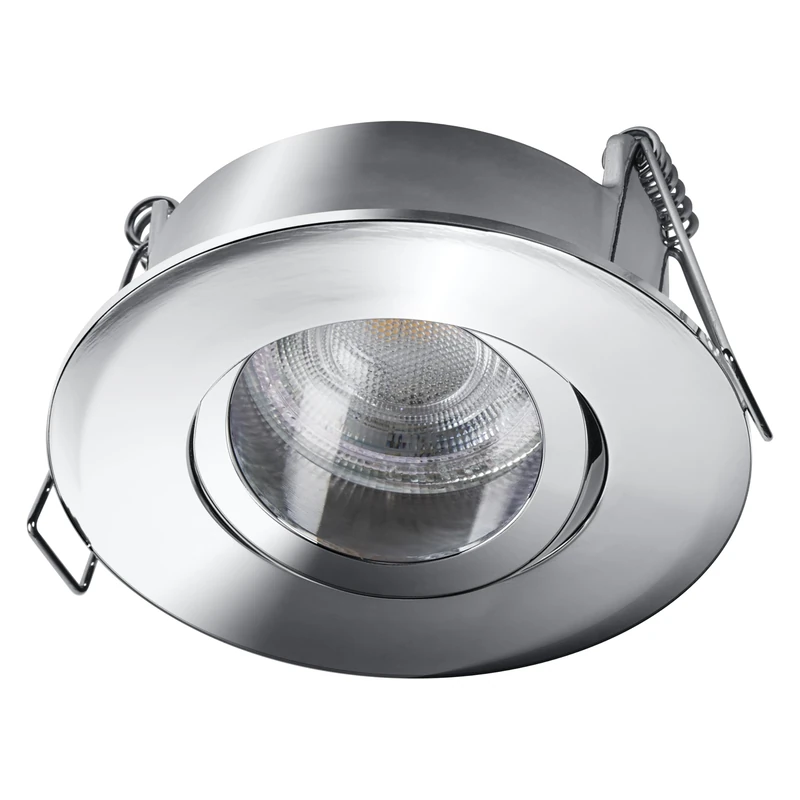 LED Recessed Spotlight IP65 Press 4.5 W Chrome 320 Lumen 2700 K Warm White CRI ≥ 80 Suitable for Wet Rooms, Pack of 3