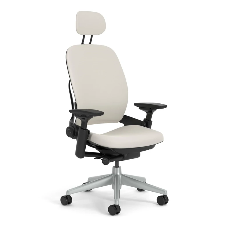 Steelcase Leap Ergonomic Office Chair With LiveBack Lumbar Support And S-Shaped Flexible Backrest, Adjustable Headrest Light Grey