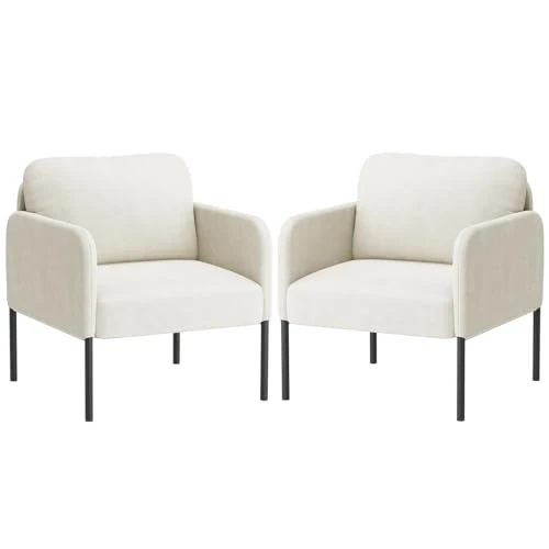 COLAMY Upholstered Armchair Accent Chair, Modern Lounge Chair with Padded Backrest, Soft Velvet Living Room Chair for Bedroom, Apartment & Reading Corner,Beige