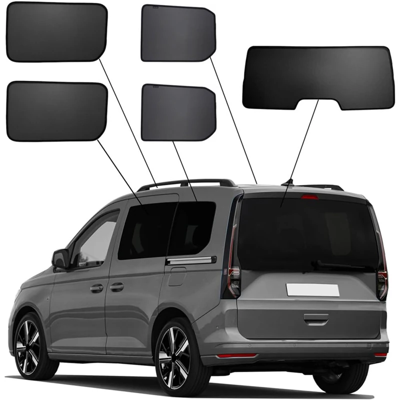 SunClip Privacy & Sun protection compatible with Volkswagen Caddy V MPV 5-doors 2020- & Ford Tourneo Connect 5-doors 2022-