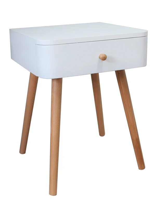 A ASPECT Gina Mid Century Modern Two-Tone Bedside Table,White/Natural