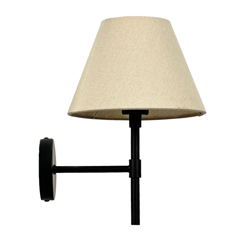 Relaxdays Wall Lamp with Fabric Shade, Modern Design, E27 Socket, Black/Cream, 32.5 x 27 x 27 cm