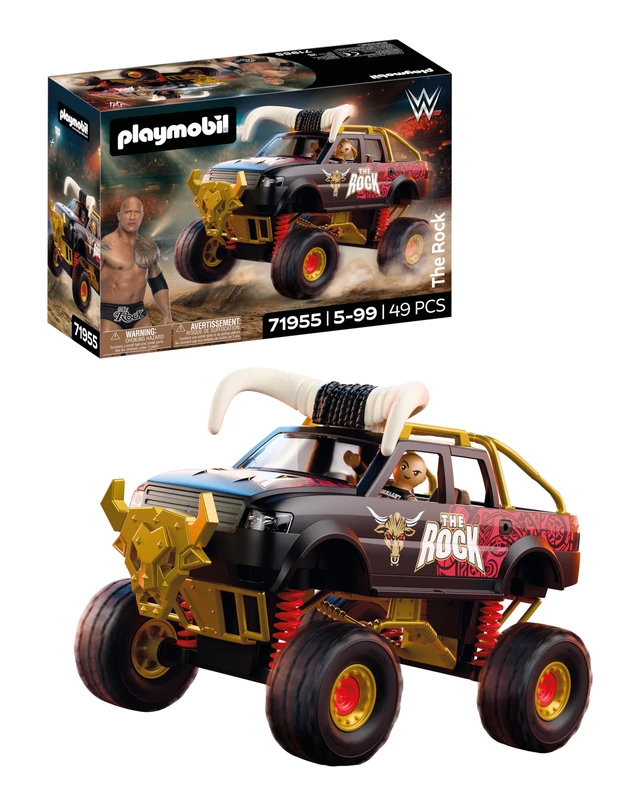 Playmobil | WWE® | WWE The Rock Monster Truck | Monster Truck with Suspension, Horns & The Rock Figure | For Fans Aged 5+ | 71955