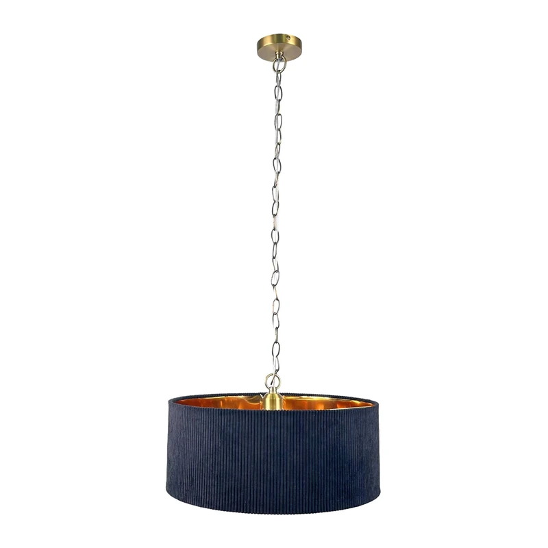 Relaxdays Fabric Pendant Light, Modern Black/Bronze, HxD: 180x40cm, E27 Socket, Dining Room Lamp