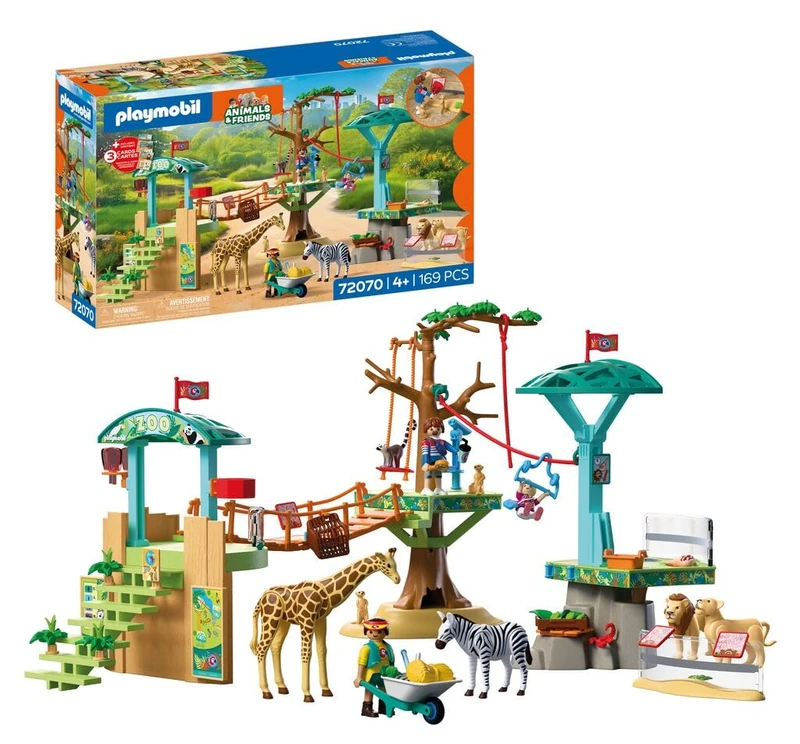 Playmobil | Animals & Friends | Zoo Wilderness Climbing Park | 3 platforms with cable car and suspension bridge | children's toy for ages 4 and up | 72070