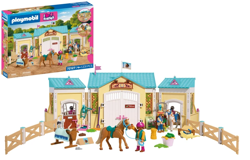 Playmobil | I Love Horses | Large Equestrian Center | Western ranch with riding arena, horse stalls, wash area, fencing and numerous accessories | For children aged 4 and up | 72127
