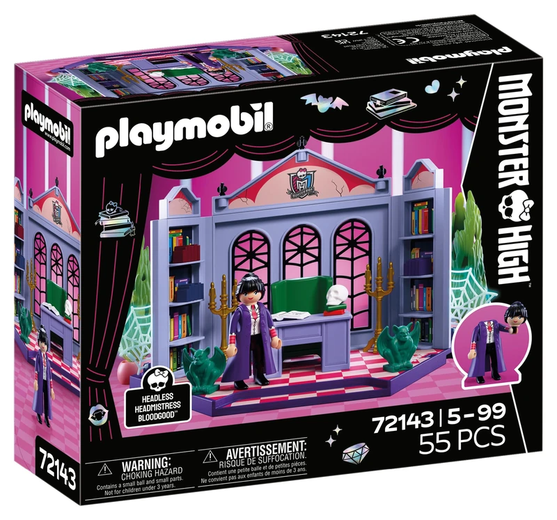 Playmobil | Monster High™ | Monster High Bloodgood’s Office | Office Playset with Headless Headmistress, Desk, Relics & Glow‑in‑the‑Dark Spider Webs | For Fans Aged 5+ | 72143