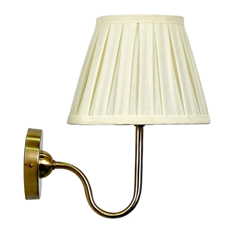Relaxdays Wall Lamp with Fabric Shade, Vintage Design, E27 Socket, Ivory/Bronze, 32.5 x 27 x 27 cm