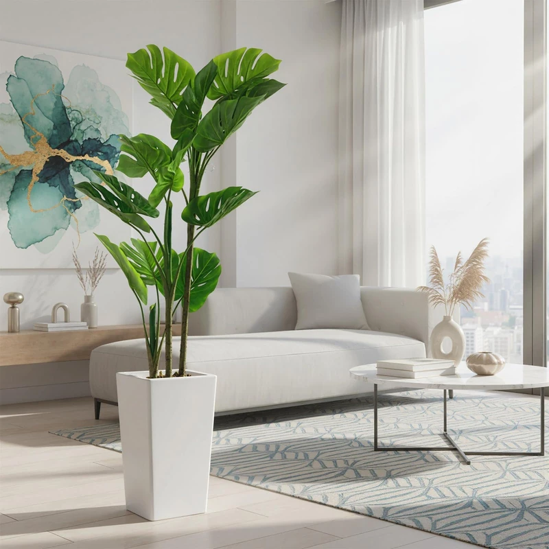 GarveeLife 137/147cm Artificial Dracaena Plant, Fake Yucca in Large White Pot, Indoor/Outdoor Plant for Home and Office - Image 1