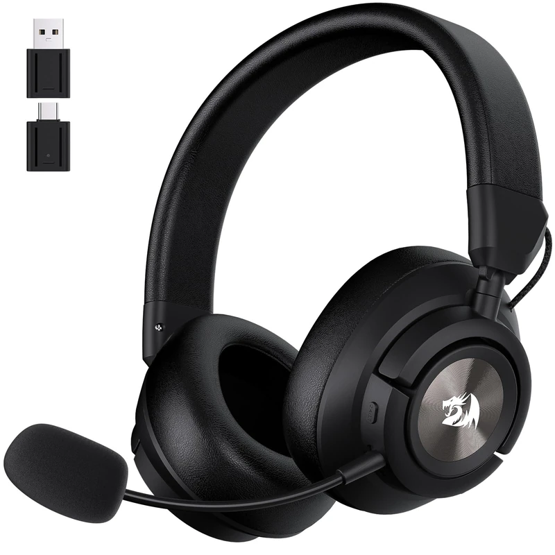 Redragon H889 Wireless Gaming Headset, 4-in-1 (2.4G/BT/USB/3.5mm), 51H Battery & Play-While-Charging, 7.1 Spatial Audio & 53mm Drivers, Detachable Mic, Multi-Platform Headphone for PC/PS5/NS/Mobile