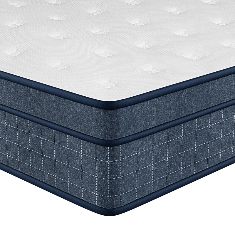 Feonase Single Mattress – 10.24 Inch Pocket Spring Mattress in a Box, Motion Control and Pressure Distribution, Medium Firm Feel, 90 x 190 cm, Blue & White