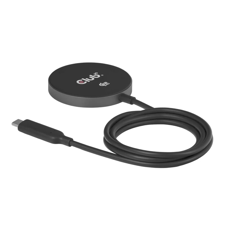 Club3D CAC-3027 Qi2 25W Wireless Charger Black Qi 2.2 Certified MagSafe Compatible Magnetic Pad