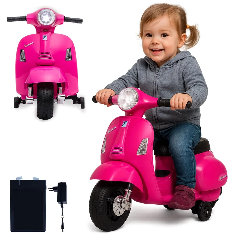 JAMARA 461858 Ride-on Vespa Mini Li-Power 8.4 Electric Car Vespa for Children from 18 Months, Electric Car, Electric Drive, Kids, Side Wheels, Accelerator, Gift Idea for Kids
