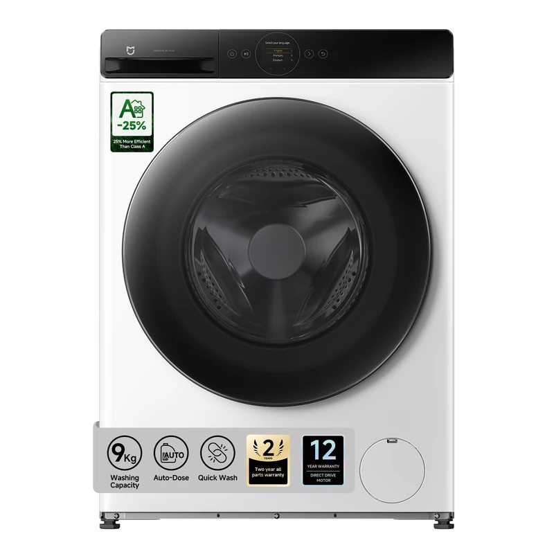 Xiaomi Mijia Front Load Washer Dryer Pro 9kg, 1400 RPM, Direct Drive Motor, Dual Auto-Dose, Quick Wash, Steam Refresh Care, 14 Programmes, Smart Control, White, A-D Rated - Image 1