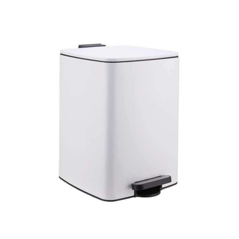 Relaxdays Kitchen Bin 20L with Soft-Close Lid, Removable Inner, Square Pedal, Matt Metal, 40x29x34cm, White