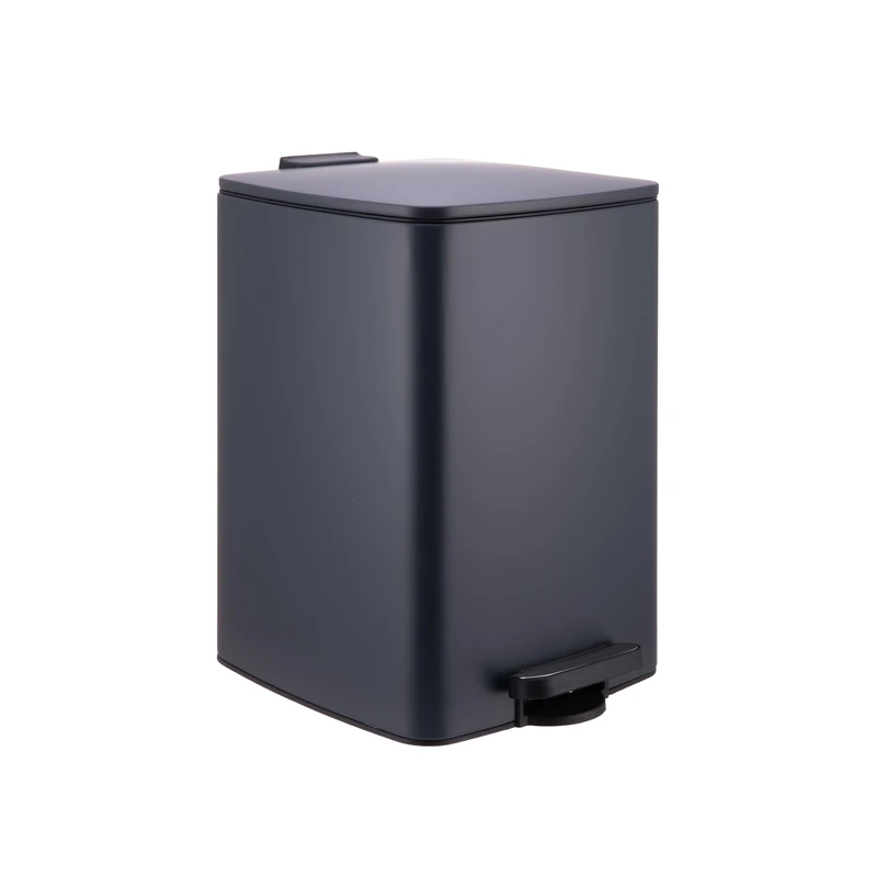 Relaxdays Kitchen Bin, 20L, Soft-Close Lid, Removable Inner Bin, Matt Metal, Rectangular Pedal Bin, Dark Grey (40x29x34c